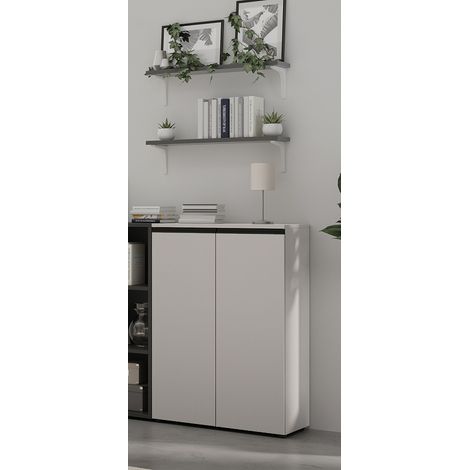 Armoire basse de bureau 2 portes gris cachemire Betina (1/5)