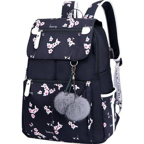 Sac a Dos Scolaire College Lycee Fille Ados Sac à Dos Collège École Lycée Ado Cartable Sac a Dos Ecole Daypack USB Port de Charge Sacs Scolaires Grand Sac à Dos Femme Ville Voyage Loisir Collégienne (1/5)