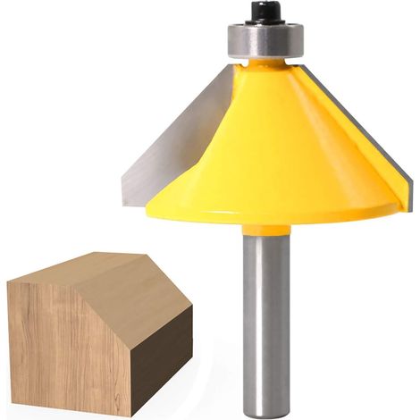 45 Degree Router Bit for Chamfer/Bevel with 8mm Shaft, Chamfer Router Bit for Groove, Groove Router Bit Router, Wood Cutting Tool with Ball Bearing (1/5)