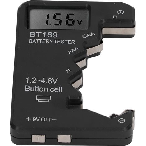 Ce testeur/chargeur de batterie est utilisé pour tester les piles C/AA/AAA/D/N/9V/6F22 et les piles boutons 1,5V/3V (noires). (1/5)