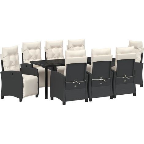 Maison Exclusive - Set da Pranzo per Giardino con cuscino 9 pcs Nero polyrattan