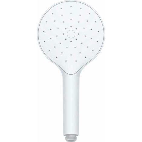 WENKO Soffione doccia Automatic Cleaning bianco, Ø 12 cm - Doccetta a mano con impugnatura universale con sistema anticalcare autopulente, ABS, 12 x 12 cm, Bianco (1/5)