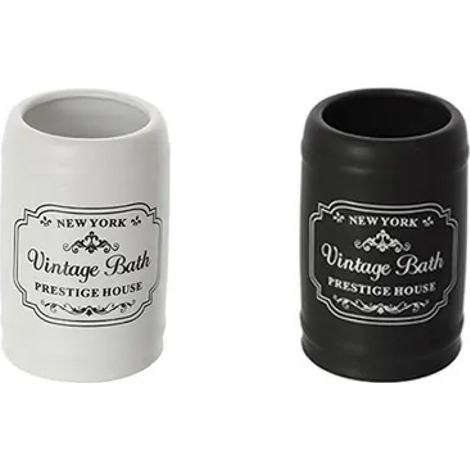 PORTASPAZZOLINI IN CERAMICA MODELLO NEW YORK DIM. CM(LXPXH):ø8Xø8X11,5  NERO   BRAND SRL