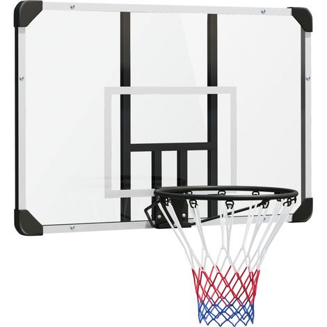Panier de basketball mural en acier avec planche et filet, 113 x 61 x 73 cm, noir, extérieur (1/5)