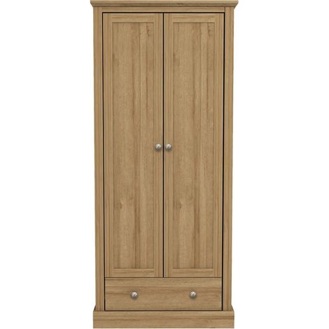 Devon 2 Door Wardrobe - Particle Board - L56 x W79.7 x H181.5 cm - Oak (1/3)