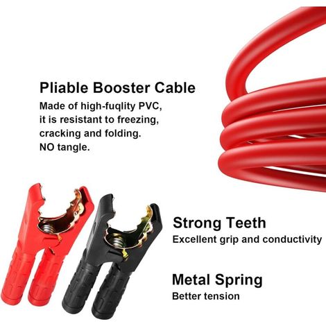 Câbles de Démarrage 12 V/24 V, Câble Batterie Voiture en Cuivre (4M 1000A) - Cable de Demarrage Diesel avec SacTransport - pour Voiture et Camion (1/4)