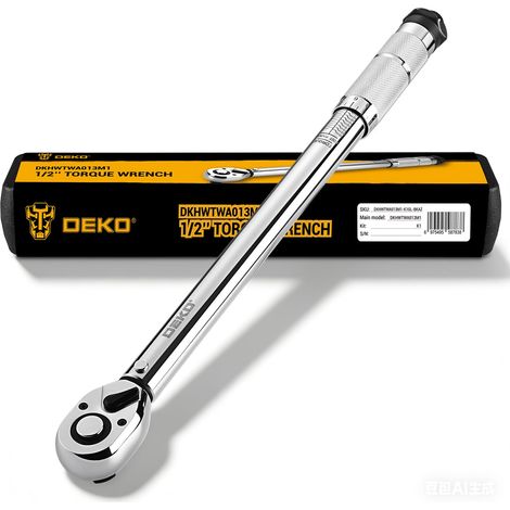 Clé Dynamométrique 1/2" 170 lb-ft Jeu de Clés Dynamométriques Clé à 72 Dents ±3%, Clé à Douille Préréglée, Trousse d'Outils d'Entretien (1/5)