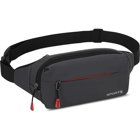 Sac banane imperméable pour promener son chien, avec ceinture ajustable, idéal pour les voyages, la course à pied, la randonnée et les sports de plein air (femme/homme), gris, taille L. Gris, taille L
