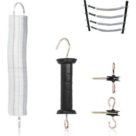 Farming Kit Poignée Et Ressort Portillon, Poignées De Portail Isolées pour Clôture électrique Ensemble De Poignées De Portail à Ressort pour Clôture Pâturages (1/5)