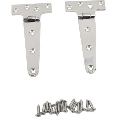 Marine-grade 316 stainless steel T-hinge for boat hatches with screws, for boat or yacht doors and windows (pack of 2) (1/2)