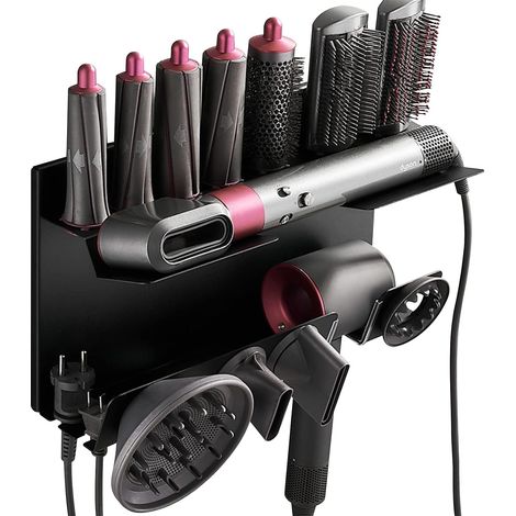Ikodm 2 en 1 Support Seche Cheveux pour Dyson Airwrap Complete & Dyson Supersonic, sans Perçage Support Dyson Airwrap mit Vis & Colle, Support Mural Compatible avec Accessoires Dyson Styler (1/5)