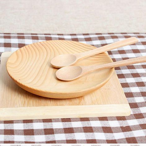 Cuillère à mélanger en bois naturel de 13 cm, ustensile de cuisine pour café, miel et thé (1/4)