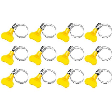 Lot de 12 colliers de serrage réglables en plastique pour tuyaux flexibles d'eau et d'huile.-2.5CM-Yellow (1/4)