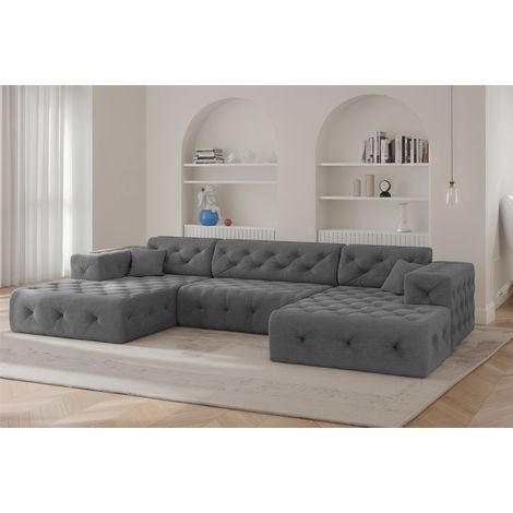 Wohnlandschaft Sofa U-Form CHANTAL in Stoff Moly Anthrazit (1/5)