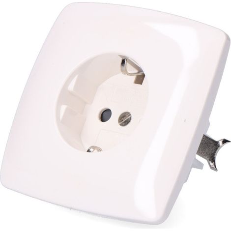 Unterputz-Sockel, glatt, Schuko, 10/16 bei 250 V, weiß (eingeschweißt)