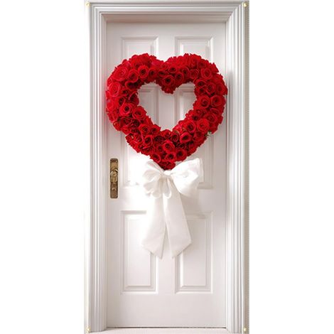 Rideau De Porte Saint Valentin - 90 X 180 Cm - Tissu Polyester - Décoration Festive Pour Porte Ou Mur - 1 Piece (1/5)