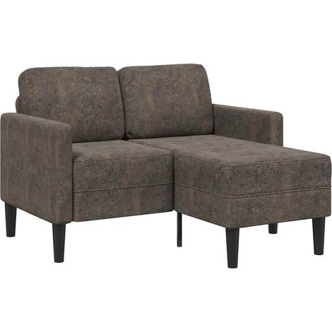 2er-Sofa mit Chaiselongue L-Form Dunkelgrau 125 cm Kunstleder