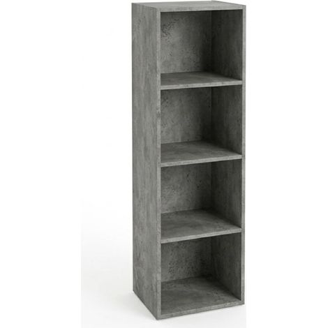 Libreria Scaffale Modulo Aperto 4 Ripiani Portaoggetti 30x24x106H cm Cemento LIB04 30x24x106H cm - 4 Ripiani Cemento