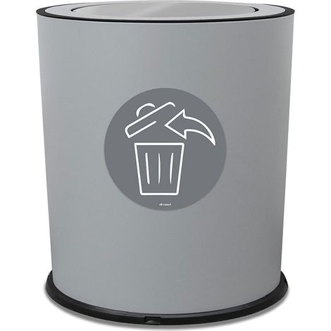 Pattumiera a Bidone con Coperchio Basculante Ø35x40 cm 4 Scomparti 38 L Totali in Metallo Verniciato Grigio