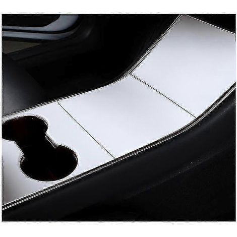 Geformte Abdeckung für die Mittelkonsole des Tesla Model 3 (2018–2020), inklusive Getränkehalterblende und selbstklebender Zierleiste, mattweiß
