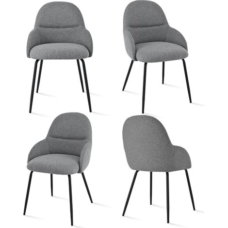 Goeurvant Chaises de salle à manger au style scandinave minimaliste, offrant un soutien dorsal optimal et une base en bois stable - Lot de 4 – Gris clair
