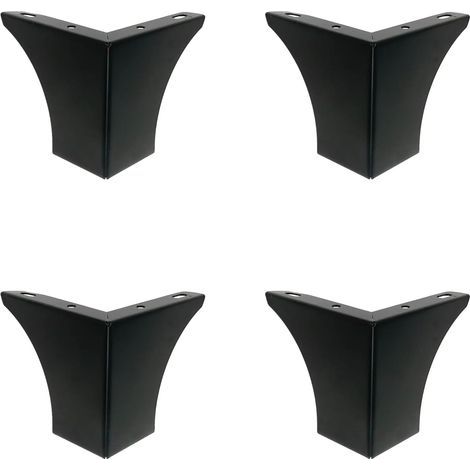 Pieds DIY de Meubles de Cuisine 100mm Jambes pour Table Basse Armoires Lit Canapé Forte Pied de Chaise Bureau en Métal Noir Silencieuse Antidérapante Lot de 4 (1/4)