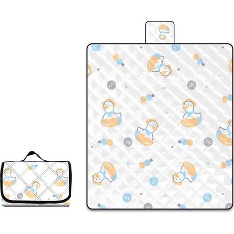 Coperta da picnic taglia 3XL, 200 x 200 cm, per 6-8 persone, impermeabile, resistente all'umidità, adatta anche come tappetino da campeggio o tappetino da pavimento, pieghevole. (1/5)