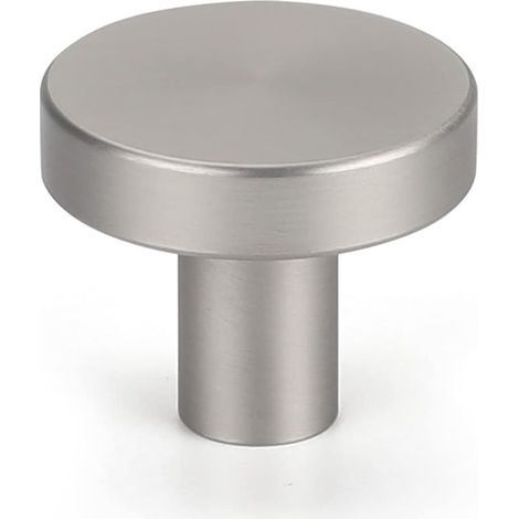 Lot de 4 boutons de meuble ronds en acier inoxydable brossé avec un trou (1/5)