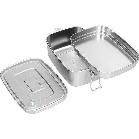 1,5-Liter-Lunchbox mit zwei Fächern, tragbar, auslaufsicher, aus Edelstahl 304, Bento-Speisebehälter, Geschirr für Zuhause und Büro, Edelstahlfarbe (1/5)