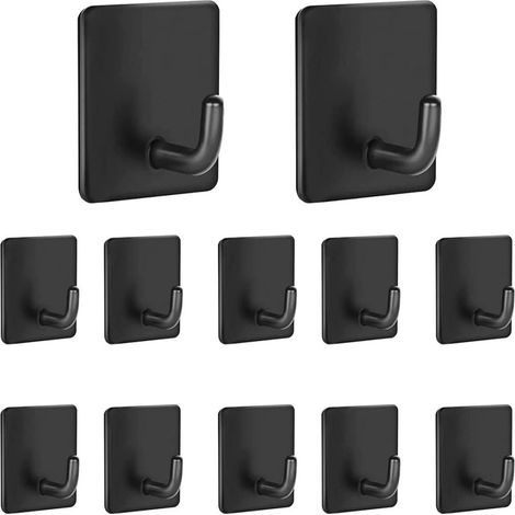 Gancho Autoadhesivo Para Toallas - Acero Inoxidable Negro - Para Baño Y Cocina - 1 Unidad (1/5)