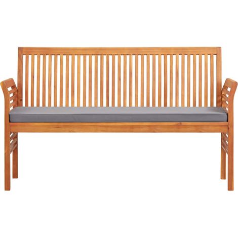 vidaXL Banco de jardín 3 plazas con cojín madera maciza acacia 150 cm (1/2)