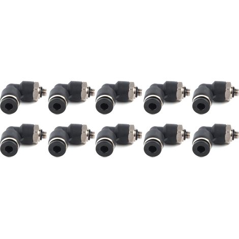 Lot de 10 raccords pneumatiques coudés en L à filetage extérieur rapide pour compresseur d'air, 4 M5 (1/5)