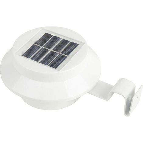 Lot de 3 lampes solaires pour gouttières, lampes solaires d'extérieur avec support réglable, pour clôture, jardin, mur, cour (blanc，lumière chaude)