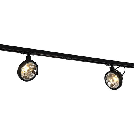 QAZQA go - Système sur rail spot luminaire plafond, plafonnier compatible pour led - 5 lumière - L 300 cm - Noir - Moderne - éclairage intérieur - Salon I Chambre I Cuisine I Salle à manger