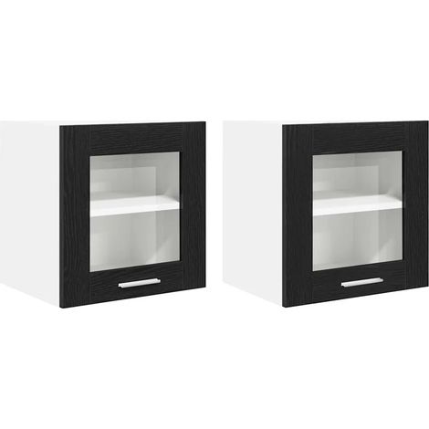 Set di 2 pensili moderni con anta 40 x 31 x 40 cm spazio di archiviazione ottimizzato in legno multistrato nero 020053244