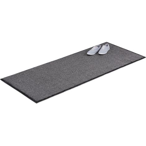 Relaxdays Grey Dirt Trapping Mat, Indoor Doormat, Large Dirt Catcher, Thin Door Mat, 80x200 cm, Black-Grey