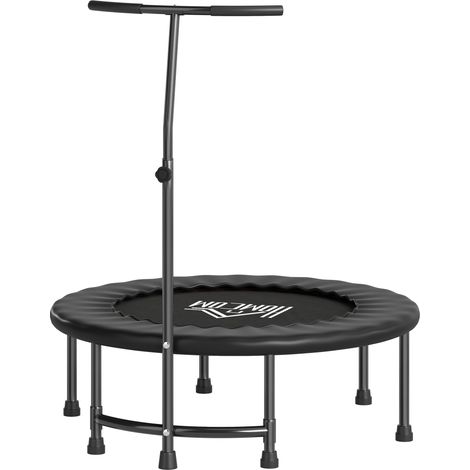40" Fitness Trampoline Adjustable Handle, Rebounder Trampoline, Mini Jumper for Indoor Eercise Workout, Black (1/5)