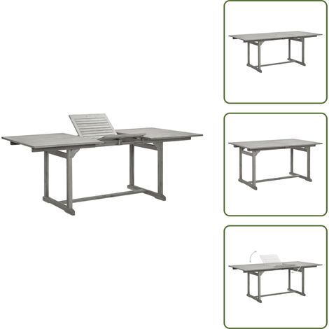 The Living Store Mesa de comedor jardín madera maciza acacia (150-200)x100x75cm - Mesa de comedor exterior