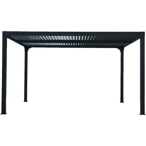Habrita – Pergola bioclimatique 10,80 m² en aluminium gris anthracite – Lames orientables 90° – Autoportante pour terrasse ou jardin (1/10)