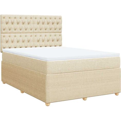 Maison Exclusive - Cama box spring con colchón tela color crema 1 (1/5)