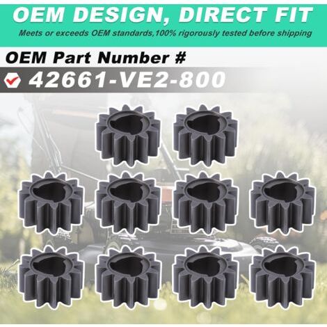 Ricambio per tosaerba 12 denti compatibile con Honda HRM215, HRB215, HRS216 - Pignone in metallo, 10 pezzi, sostituisce 42661-VE2-800 (1/3)