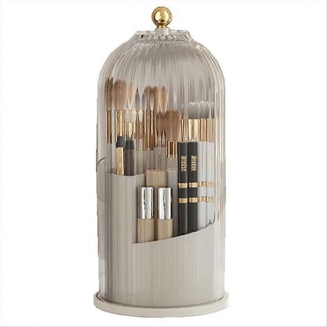 Boîte de rangement rotative pour pinceaux de maquillage, blanche (1/5)