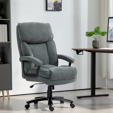 Gris - Chaise de bureau avec dossier haut et hauteur réglable, chaise pivotante et basculante en velours, capacité 200 kg, 5x79x117-125 cm (1/4)