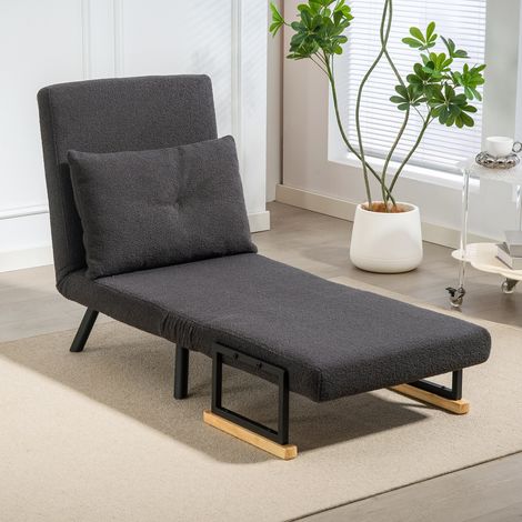 4-in-1-Klappsofa mit Schlaffunktion, umwandelbarer Sessel mit 5-fach verstellbarer Rückenlehne und Kissen, 63 x 73 x 81 cm, Grau