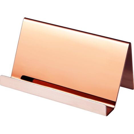 Porte-cartes de visite en acier inoxydable, organiseur de bureau, or rose (1/4)