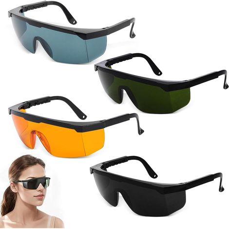 Lot de 4 lunettes de protection IPL 190 nm - 2000 nm - Lunettes de protection laser pour épilation au laser, lunettes de protection UV pour beauté d'épilation HPL/IPL, 4 couleurs (1/5)