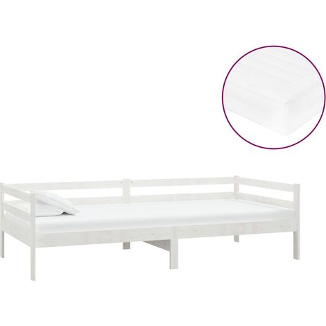 Maison Exclusive - Divano Letto con Materasso 90x200 cm Bianco in Legno di Pino