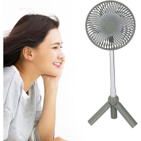 Ventilador de mesa portátil con soporte telescópico y función de carga USB – Ventilador ManoOffice – Blanco – ABS – Batería de litio de 4000 mAh (1/5)