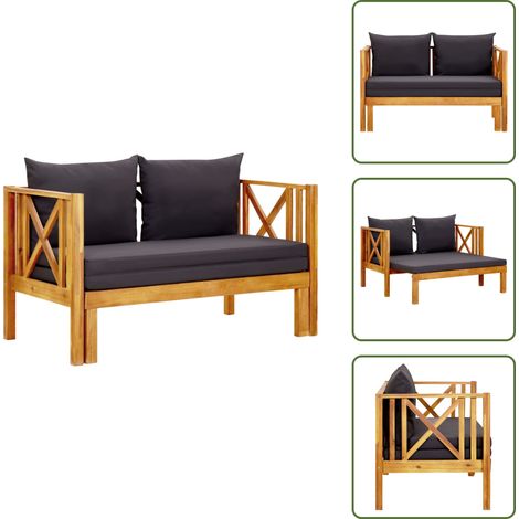 Panca con cuscini - vidaXL Panca da Giardino 2 Posti con Cuscini 122cm Massello di Acacia - Panca da giardino 2 posti