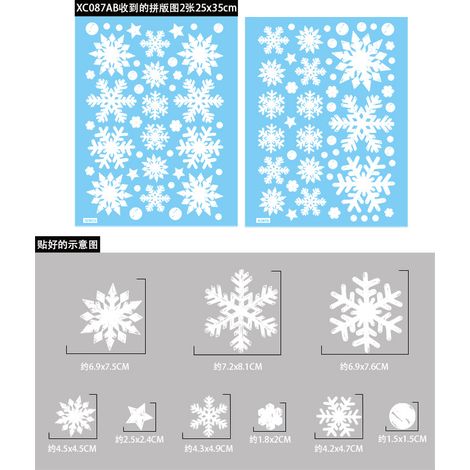 Autocollants statiques flocons de neige de Noël, autocollants décoratifs de Noël pour vitres, décorations de fenêtre pour le Nouvel An, autocollants flocons de neige dorés et argentés pour fenêtres.